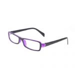 Woman black purple plastic full rim clear lens plano glasses