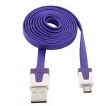 Flat USB 2.0 Type A Male to Micro B Data Charging Cable 1Meter Purple