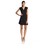 Allegra K Women Crossover Deep V Neck Elastic Waist Soft Stretchy Dress Black L