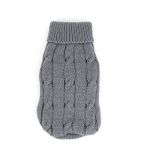 Twisted Knit Ribbed Cuff Winter Warm Pet Apparel Sweater, 2X-Small, Grey