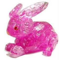 3D Crystal Puzzle Pink Rabbit Jigsaw Puzzle IQ Toy Model Decoration