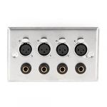 Speaker Wall Plate Panel 4x XLR 4x 1/4 Inch 6.35MM Socket Jack