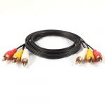 Three RCA Male to Male Plug Audio Video AV Cable Cord Black 1.5M