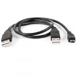 Dual USB 2.0 A Male to Mini 5Pin Male Y Splitter Cable Cord Black 70cm
