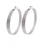 Women glittery silver tone pair big loop hoop earrings