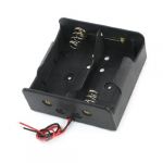Black Plastic 2 x 1.5V D Size Battery Holder Box w Two Wires