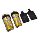 Child Plastic Foam Sports Calf Shin Support Protector Gold Tone 2 Pcs
