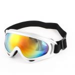 Men Ladies Silver Tone Wide Full Rim Colorul Lens Ski Sports Goggles