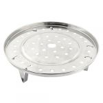 Silver Tone Stainless Steaming Rack Tray w Stand for Cooker