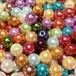 100 Mixed Colour Pearl Glass Beads - 6mm