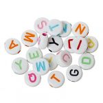HOUSWEETY 500PCs Multi-color Round Acrylic Beads Carved Letters Alphabets 7 x7mm