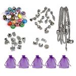 Charm Bracelet Gift Set 1- Makes 5 Complete bracelets. Includes 5 pandora style charn bracelets, 25 Murano glass beads, 10 Tibetan charms, 10 Tibetan Dangle charms, 5 Clip stops and 5 Organza gift bags. DIY bracelet set makes fine presents