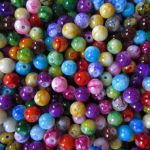 Pretty Pebbles Beads - 100 Painted Glass Beads Marble Effect Multi Colour Mix 8mm