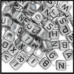 400 Silver Mixed Alphabet Letter cube Beads