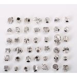 Bundle Monster 40 Pc Antique Silver Plated Oxidized Metal Beads Charms Set Mix Lot - Compatible with Pandora Biagi Troll Chamilia Bracelets