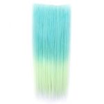 New 1pc Clip in Synthetic Human Hair Extensions Long Straight 5 Clips Gradient Mint Green and Yellow