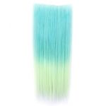 New 1pc Clip in Synthetic Human Hair Extensions Long Straight 5 Clips Gradient Mint Green and Yellow