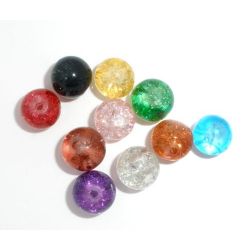 100 X MIXED GLASS CRACKLE BEADS 8 MM