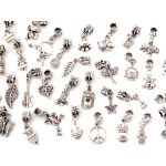 10 Mixed Antique Silver Plated Slide On Slide Off Dangle Charms To Fit Pandora Chamilia Troll Style European Charm Bracelets