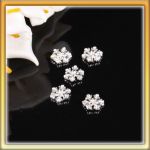 Silver 3D Alloy Snow Flower Rhinestone Gem Nail Art Decoration NEW 5pcs