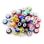Nambeads Â© 50 x Mixed Murano glass beads to fit Pandora style charm bracelets.Slide on/off-Hole is 5mm.Check out our bulk packs of affordable glass beads,charms,clip stops,rhinestones etc. Great mix.