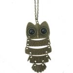 Stone River Jewellery Vintage Style Dark Bronze Owl Pendant Necklace with long chain