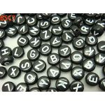 Pack of 200pcs approx. acrylic round shape hole size 2mm alphabet letters beads 6x5mm jewelry beading making - black