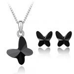 Blingery Austria Crystal High Quality Guarantee Fashion Jewelry Pendant Necklace And One Pair Earrings Black Pendant