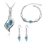 Blingery Austria Crystal Jewelry Set High Quality Gurantee Pendant Necklace Earrings Bracelet Nice Gift