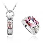 Blingery Charm Jewelry Necklace Pendant And Ring Plainum-plated Alloy High Quality Guarantee Nice Jewelry Gift Austria Crystal Necklace Ring