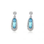 Blingery High Qualitiy Guarantee Platinum-plated Alloy Elegant Austria Crystal Light Blue jewelry Earrings One Pair