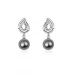 Blingery Plainum Plated Alloy One Pair Earring Black Pearl Elegant High Quality Guarantee Jewelry Earring