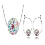 Blingery Platinum Plated Alloy Fashion Jewelry Set Necklace And One Pair Earring Austria Crystal Multicolor Pendant High Quality Guarantee Nice Gift