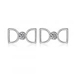 Blingery Platinum-Plated 925 Sterling Silver Letter D Cubic Zirconia Stud Earrings One Pair