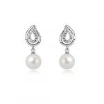 Blingery Platinum-plated Alloy White Pearl Pendant Earrings Jewelry High Qualitiy Guarantee One Pair