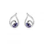 Blingery Platinum-plated Alloy Purple Swan Shape Austria Crystal jewelry Earrings High Qualitiy Guarantee Nice Gift for Girls One Pair