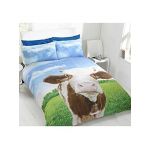 Cow Themed Farm Animals Double Quilt Duvet Cover & 2 x Pillowcase Bedding Set