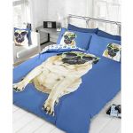 Percy Pug Blue Single Duvet Cover & Pillowcase Set
