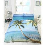 Beach Palm Trees Duvet Cover and Pillowcase Set (Double)