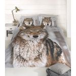 Urban Unique Winter Wolf Printed Duvet Cover Bedding Set (Double Bed) (White/Brown)