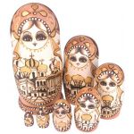 New 7PCS Purple Wooden Collection Matryoshka Russian Nested Maiden Wishing Doll