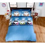 Camper Van Miami Double Bed Size Multi Coloured Navy Blue Skyline Duvet Cover Quilt Bedding Set