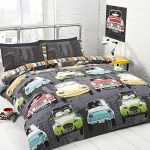 Classic Cars Double Bed Size Vintage 1960's Grey Green Red Yellow Duvet Cover Quilt Bedding Set Hallways Â®
