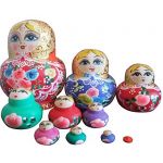 New Popular Colorful 10pcs Beautiful Wooden Russian Nesting Wishing Dolls Matryoshka Christmas Gift