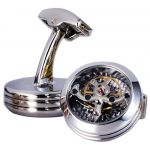 New Style Silver Rotating Tourbillon Movement Mechanical Watch Cufflinks Cuff Links