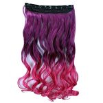 New Stylish 5 Clips/1pc Clip in Synthetic Hair Extensions Curly Wavy Full Wig F1