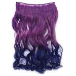 New Stylish 5 Clips/1pc Clip in Synthetic Hair Extensions Curly Wavy Full Wig F12