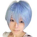 New Women's Men's Fashion Short Staight Hair Full Wigs Cosplay Party Light Blue