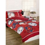 Football Single Duvet Cover and Pillowcase Set - Red