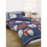 Football Single Duvet Cover and Pillowcase Set - Blue